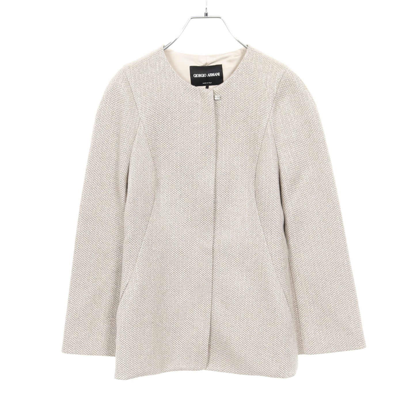 ジップアップ ノーカラージャケット シャンパンゴールド ジョルジオアルマーニ アウター GIORGIO ARMANI