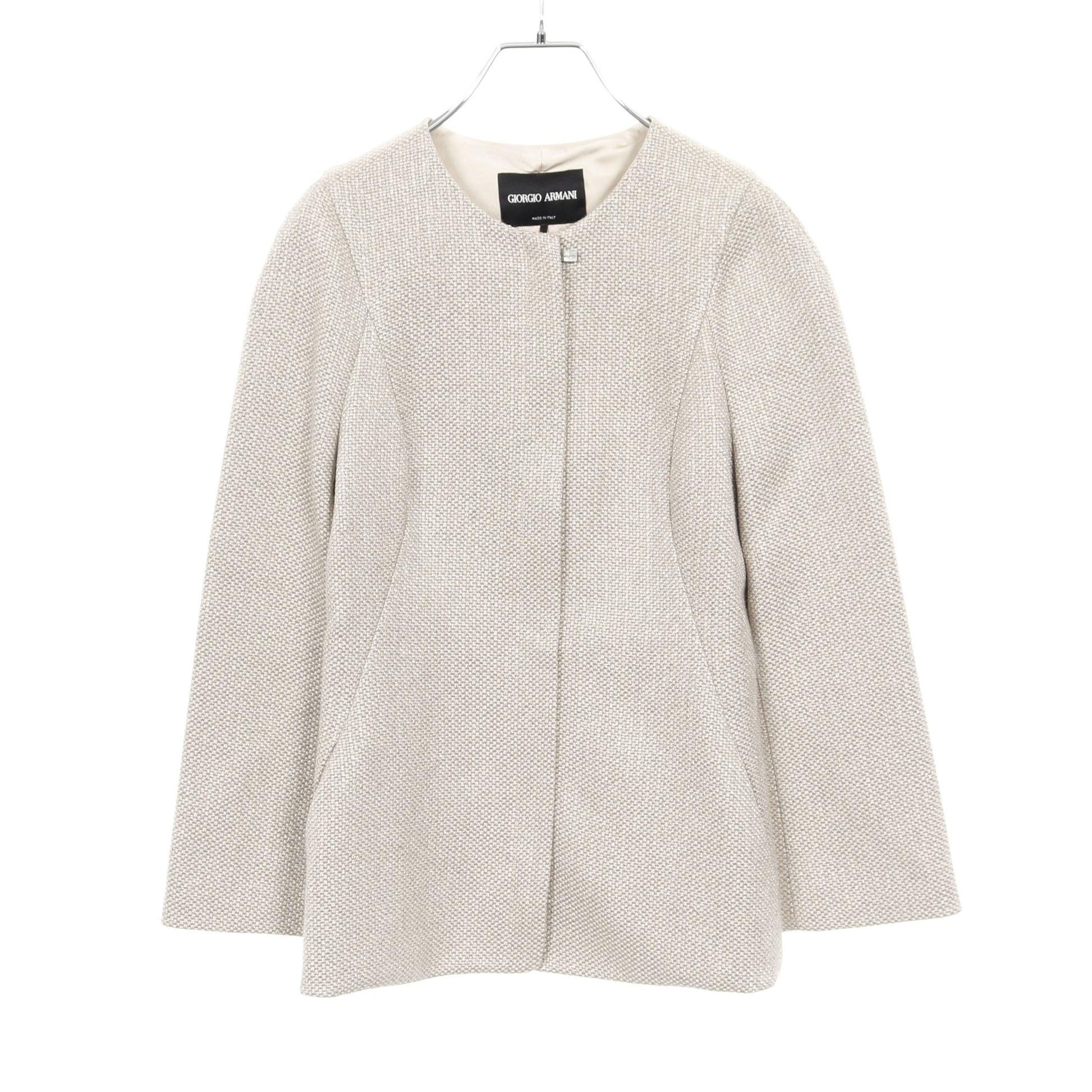 ジップアップ ノーカラージャケット シャンパンゴールド ジョルジオアルマーニ アウター GIORGIO ARMANI
