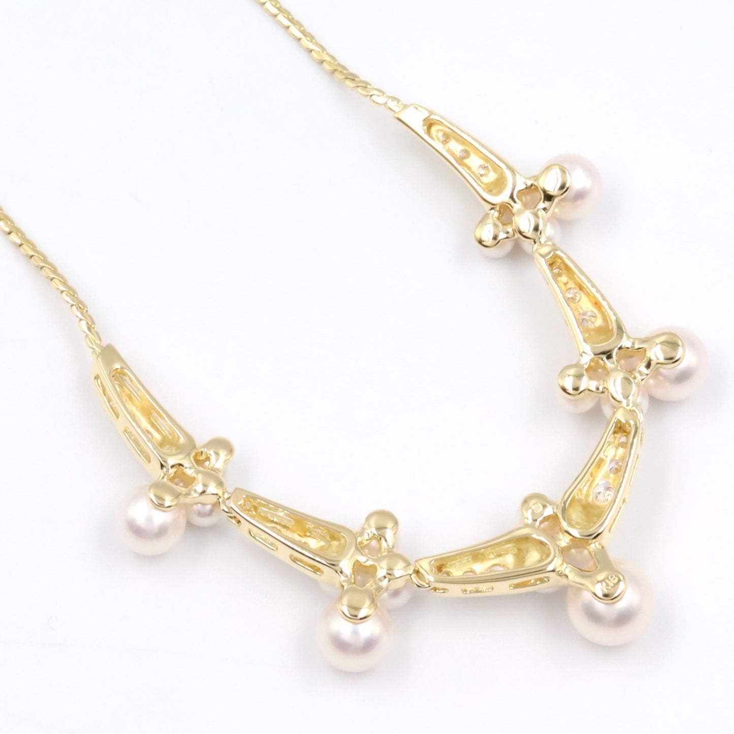 パール ダイヤ ネックレス ネックレス K18YG パール ダイヤモンド イエローゴールド ホワイト クリア ミキモト アクセサリー MIKIMOTO
