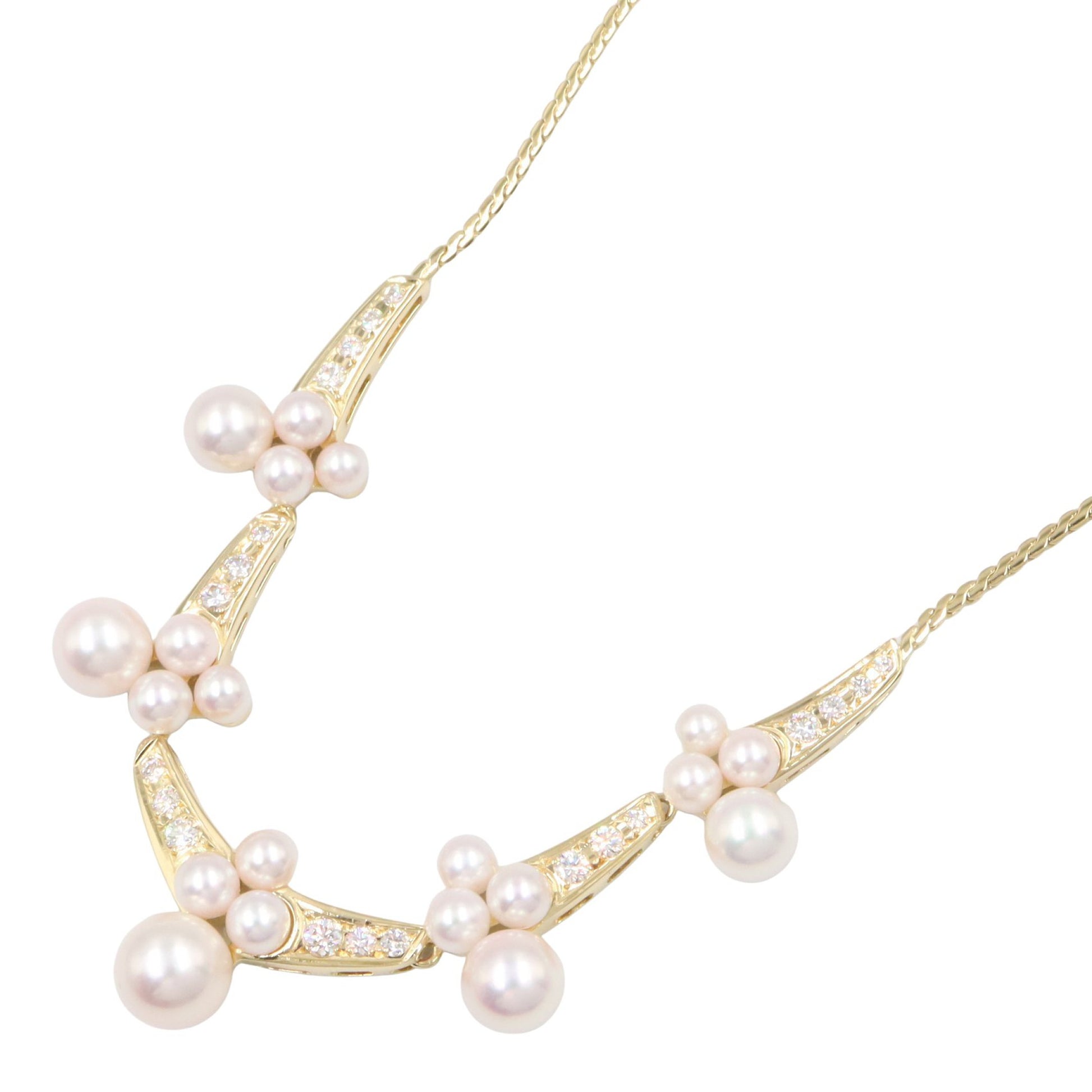 パール ダイヤ ネックレス ネックレス K18YG パール ダイヤモンド イエローゴールド ホワイト クリア ミキモト アクセサリー MIKIMOTO