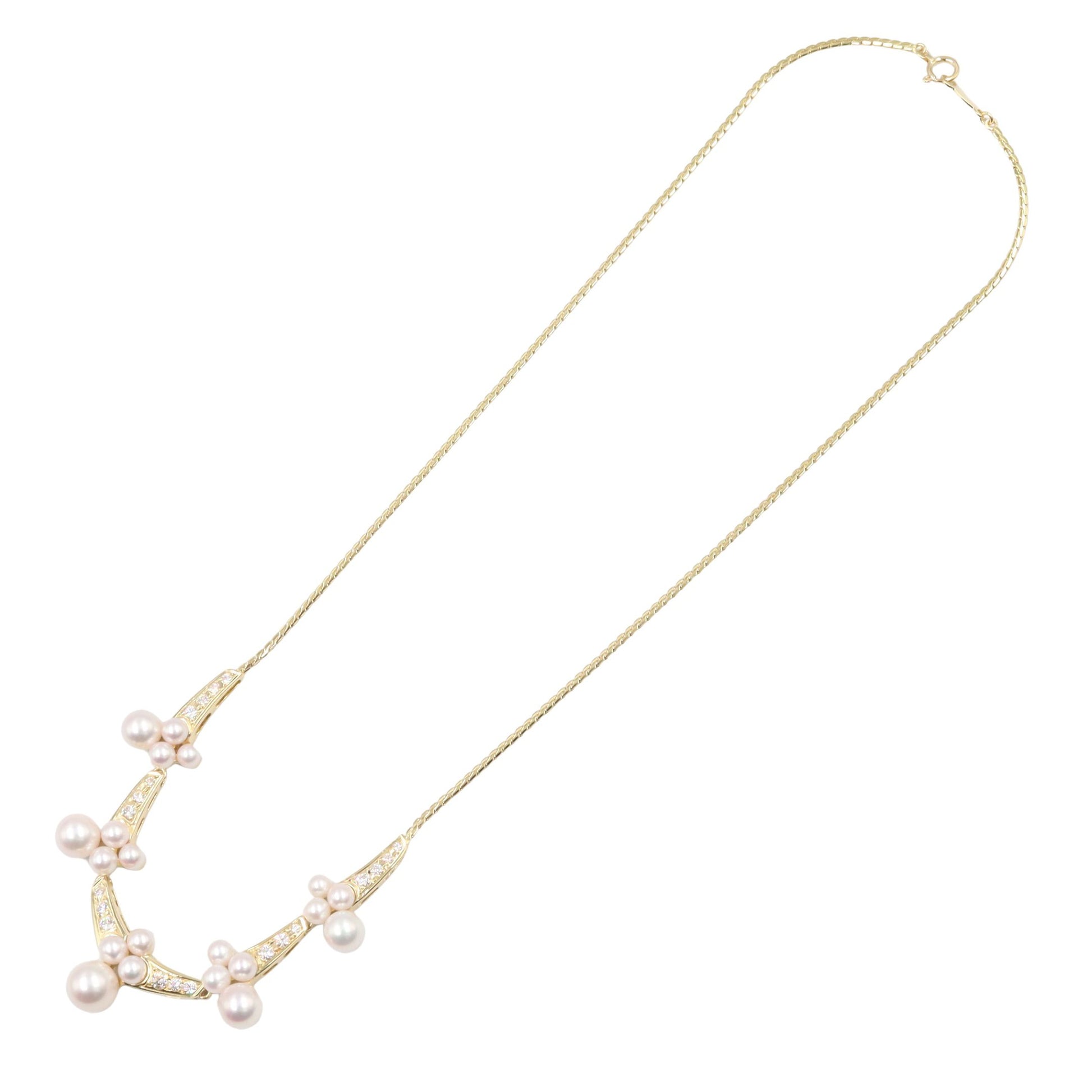 パール ダイヤ ネックレス ネックレス K18YG パール ダイヤモンド イエローゴールド ホワイト クリア ミキモト アクセサリー MIKIMOTO