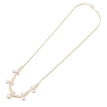 パール ダイヤ ネックレス ネックレス K18YG パール ダイヤモンド イエローゴールド ホワイト クリア ミキモト アクセサリー MIKIMOTO