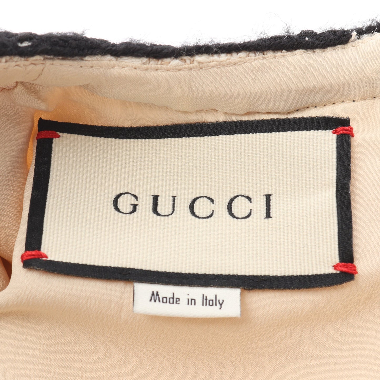 インターロッキングGボタン ツイード ワンピース 半袖 ツイード コットン オフホワイト ブラック グッチ ワンピース GUCCI