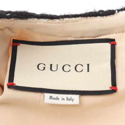 インターロッキングGボタン ツイード ワンピース 半袖 ツイード コットン オフホワイト ブラック グッチ ワンピース GUCCI