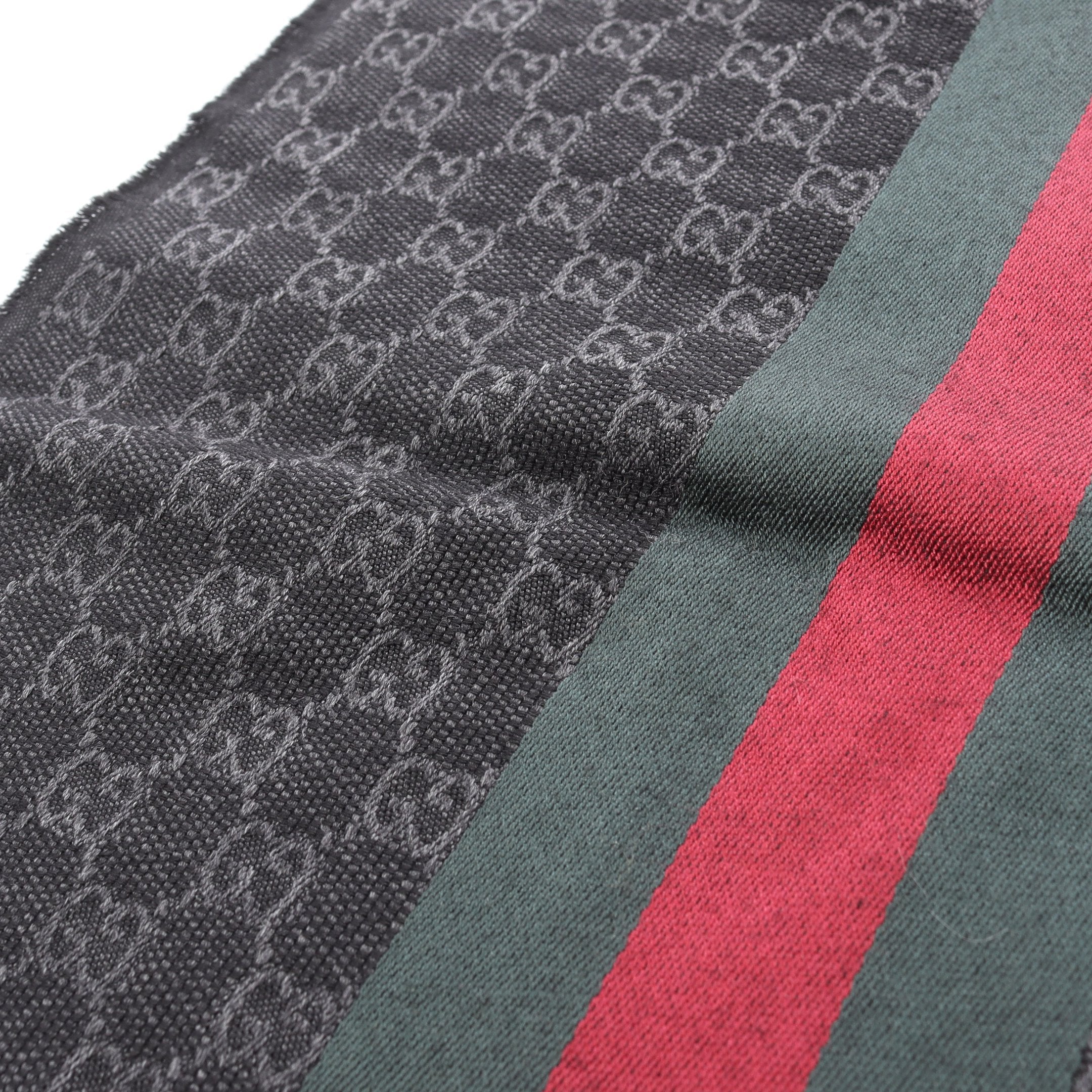 GG柄 シェリーライン マフラー ウール シルク ダークグレー レッド