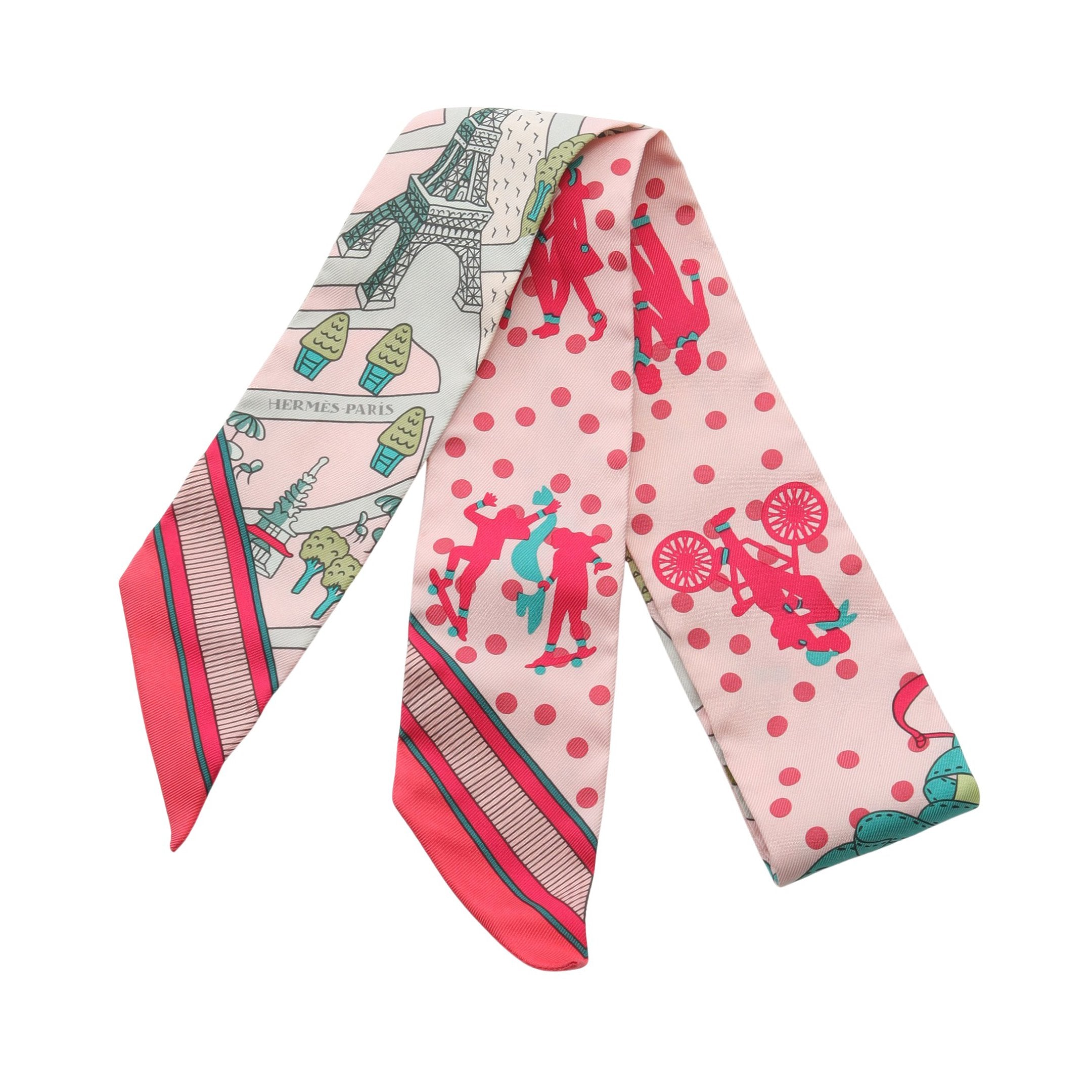 ツイリー Les Nouveaux Amoureux de Paris リボン スカーフ シルク