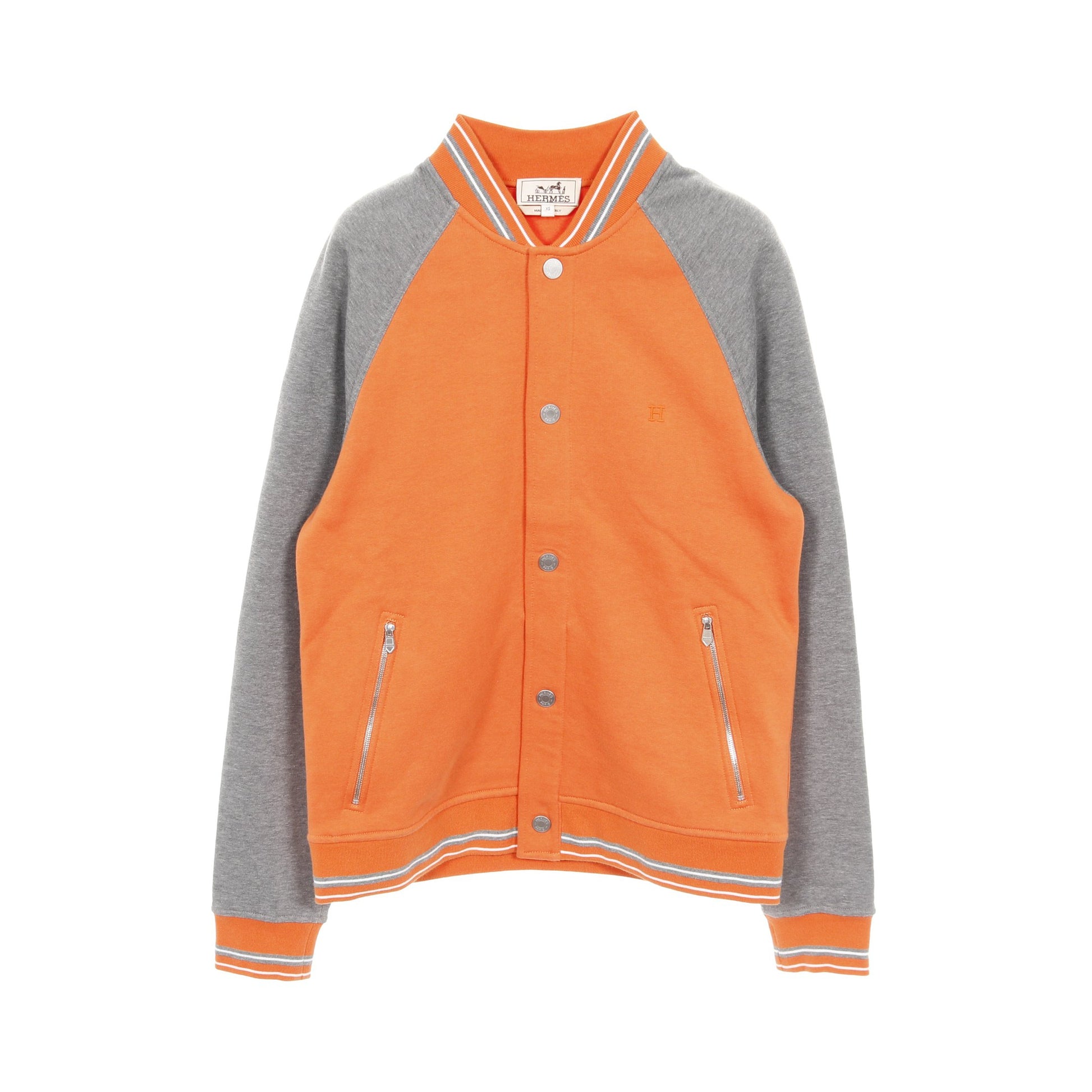 セリエボタン テディ ブルゾン コットン オレンジ グレー エルメス アウター HERMES