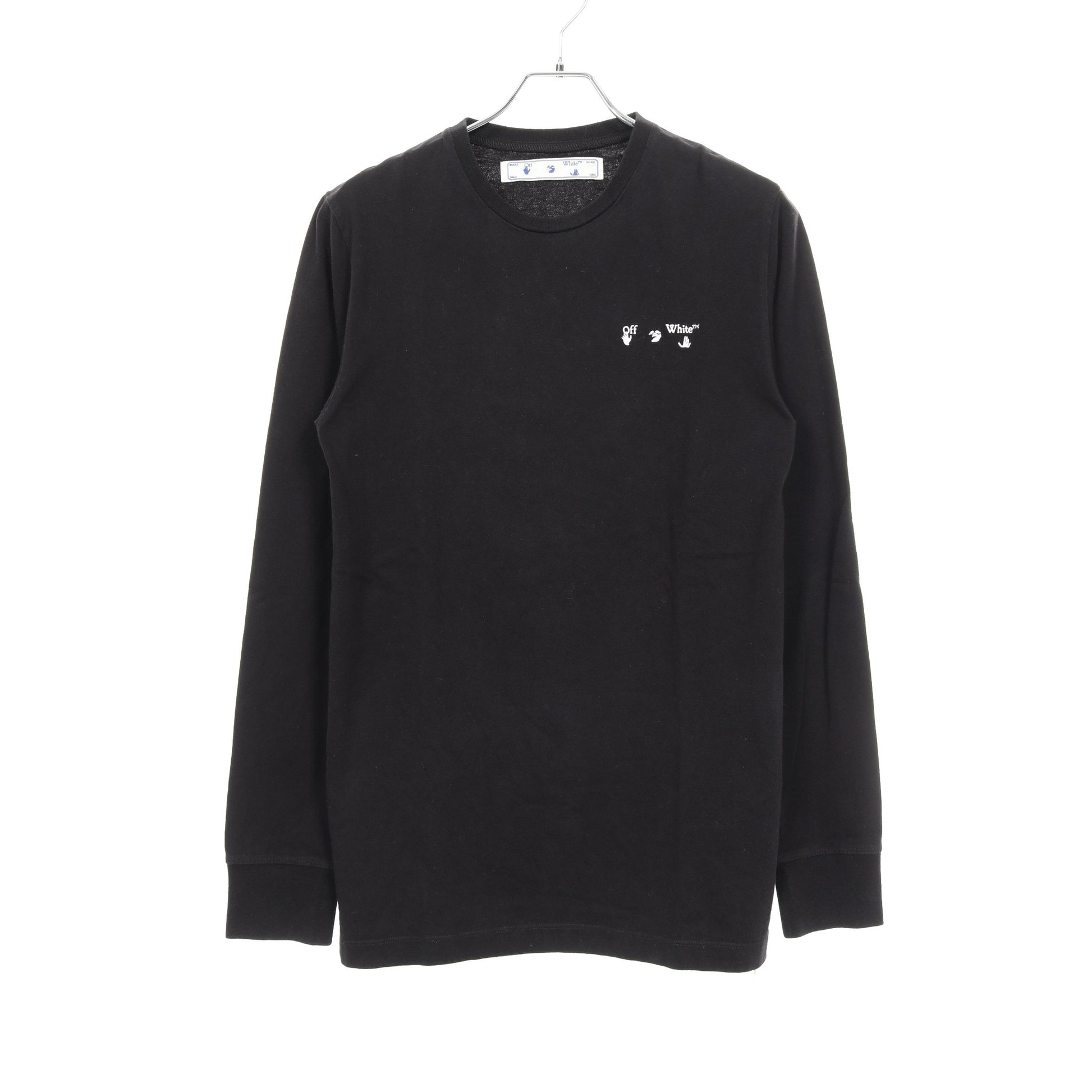 Tシャツ 長袖 ロゴ刺繍 コットン ブラック オフホワイト トップス OFF-WHITE