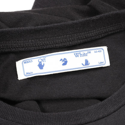 Tシャツ 長袖 ロゴ刺繍 コットン ブラック オフホワイト トップス OFF-WHITE