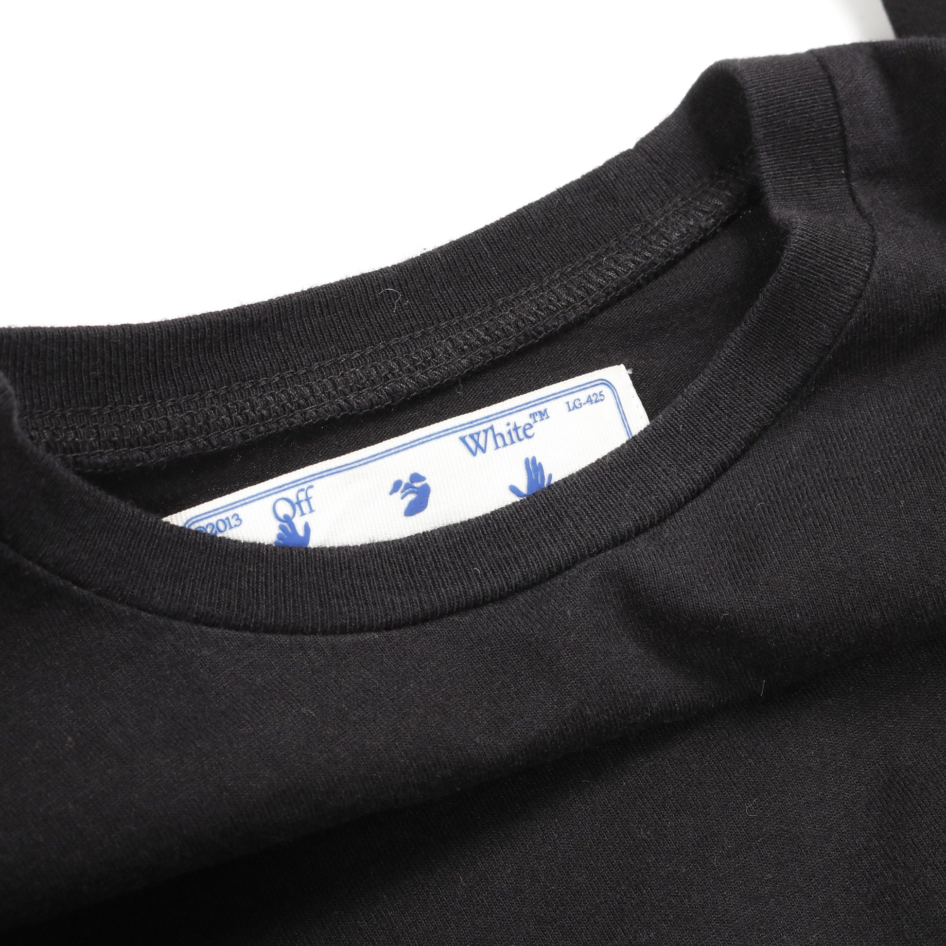 Tシャツ 長袖 ロゴ刺繍 コットン ブラック オフホワイト トップス OFF-WHITE