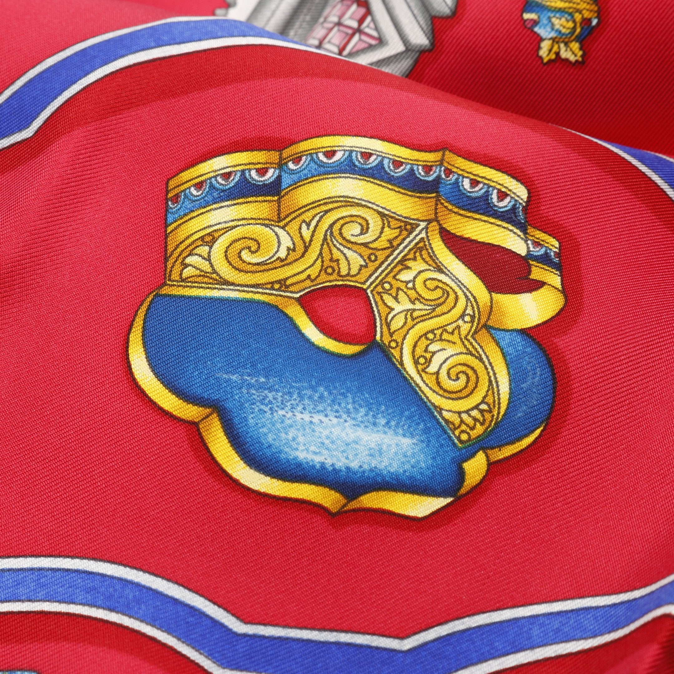 カレ90 Qu importe le flacon スカーフ シルク ネイビー レッド マルチ