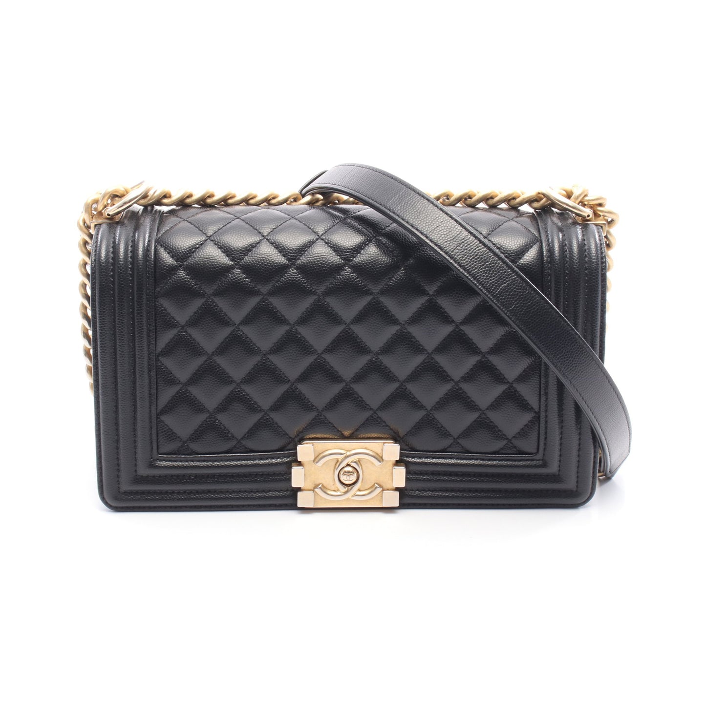 ボーイシャネル チェーンショルダーバッグ キャビアスキン ブラック ゴールド金具 シャネル バッグ CHANEL