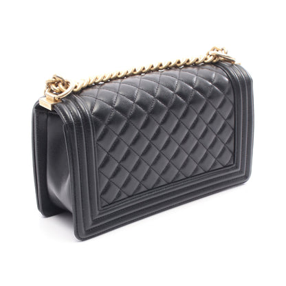ボーイシャネル チェーンショルダーバッグ キャビアスキン ブラック ゴールド金具 シャネル バッグ CHANEL