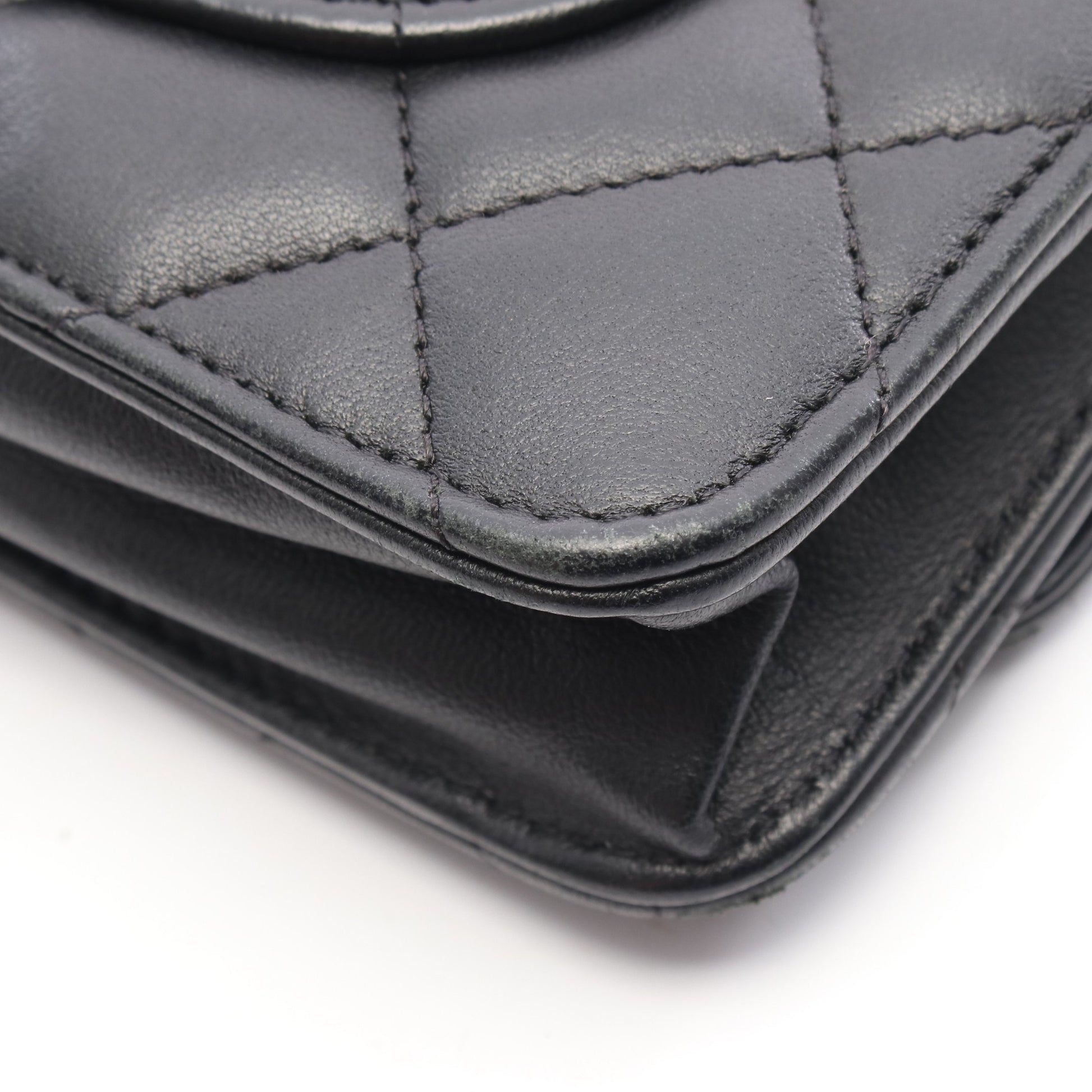 マトラッセ チェーンウォレット ショルダーバッグ ラムスキン ブラック シルバー金具 シャネル バッグ CHANEL