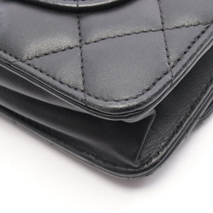 マトラッセ チェーンウォレット ショルダーバッグ ラムスキン ブラック シルバー金具 シャネル バッグ CHANEL