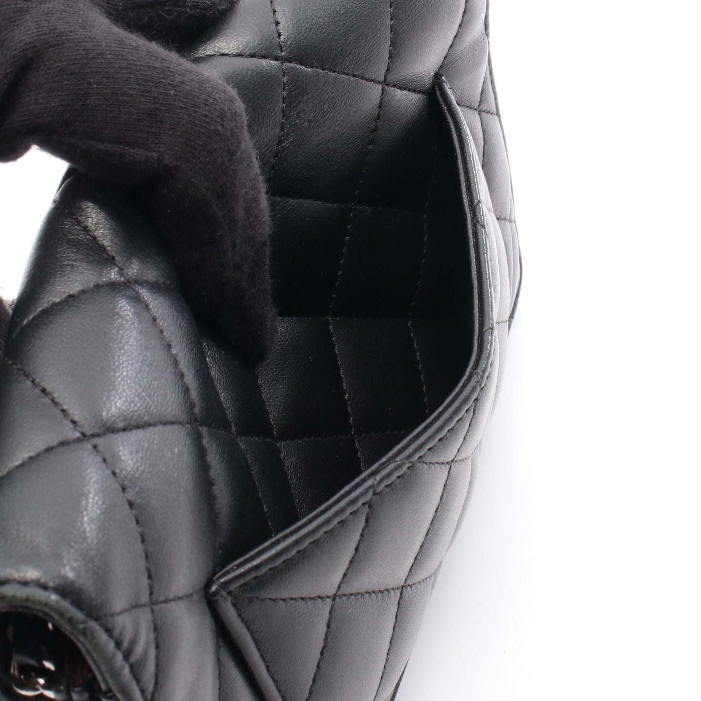 マトラッセ チェーンウォレット ショルダーバッグ ラムスキン ブラック シルバー金具 シャネル バッグ CHANEL