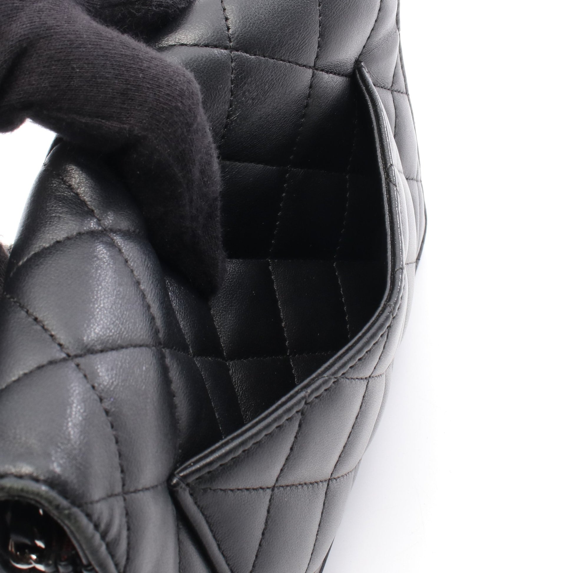 マトラッセ チェーンウォレット ショルダーバッグ ラムスキン ブラック シルバー金具 シャネル バッグ CHANEL