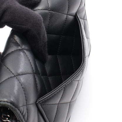 マトラッセ チェーンウォレット ショルダーバッグ ラムスキン ブラック シルバー金具 シャネル バッグ CHANEL