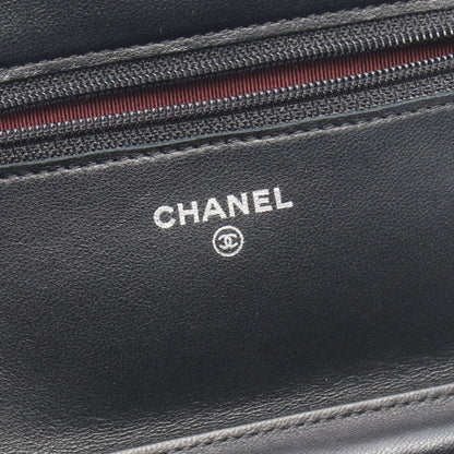 マトラッセ チェーンウォレット ショルダーバッグ ラムスキン ブラック シルバー金具 シャネル バッグ CHANEL