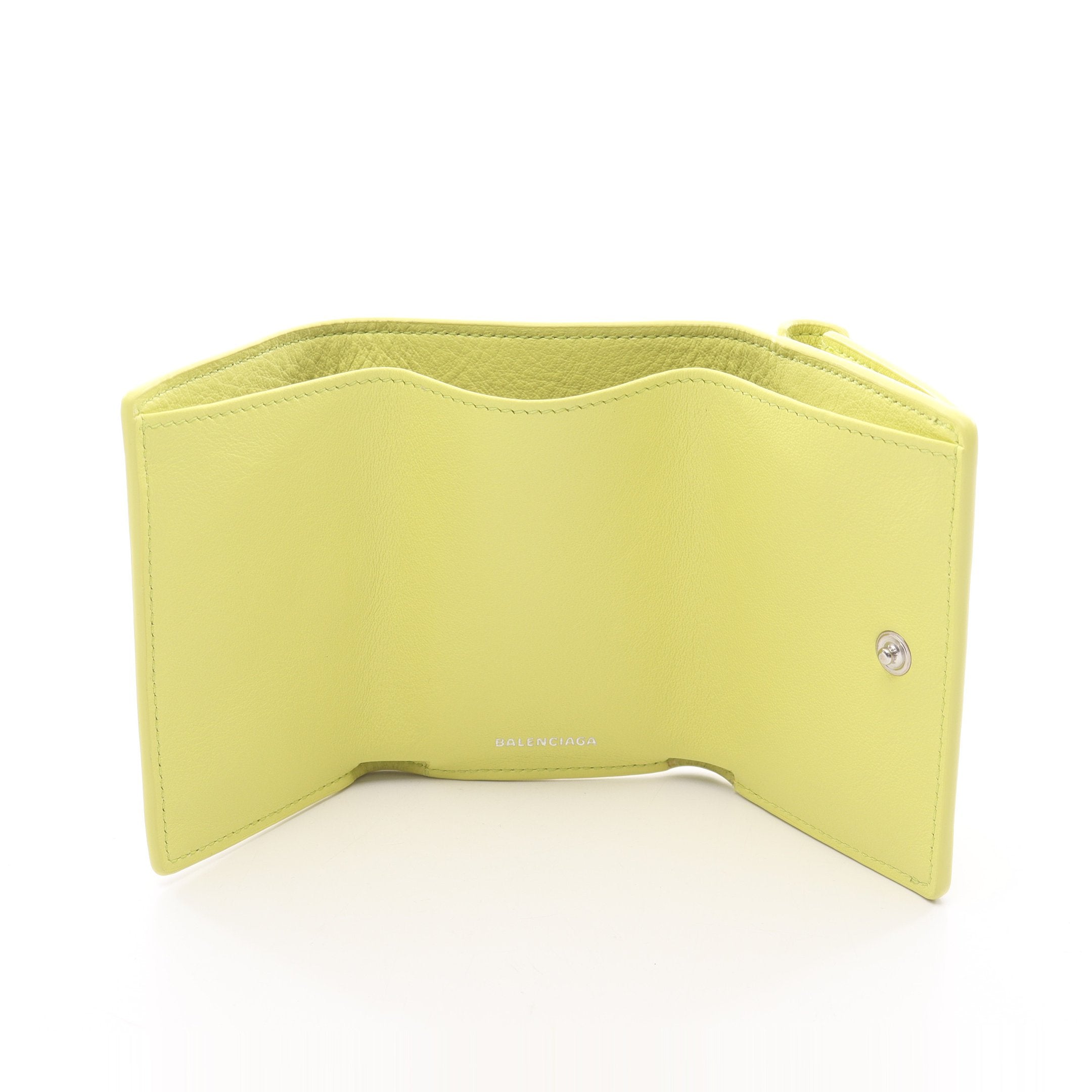 美品＊ BALENCIAGA バレンシアガ ペーパーミニ 三つ折り財布 イエロー ペーパーミニウォレット 三つ折り財布 レザー ライトイエロー