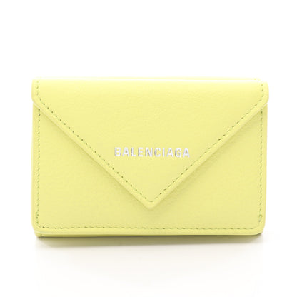 ペーパーミニウォレット 三つ折り財布 レザー ライトイエロー バレンシアガ 財布・小物 BALENCIAGA
