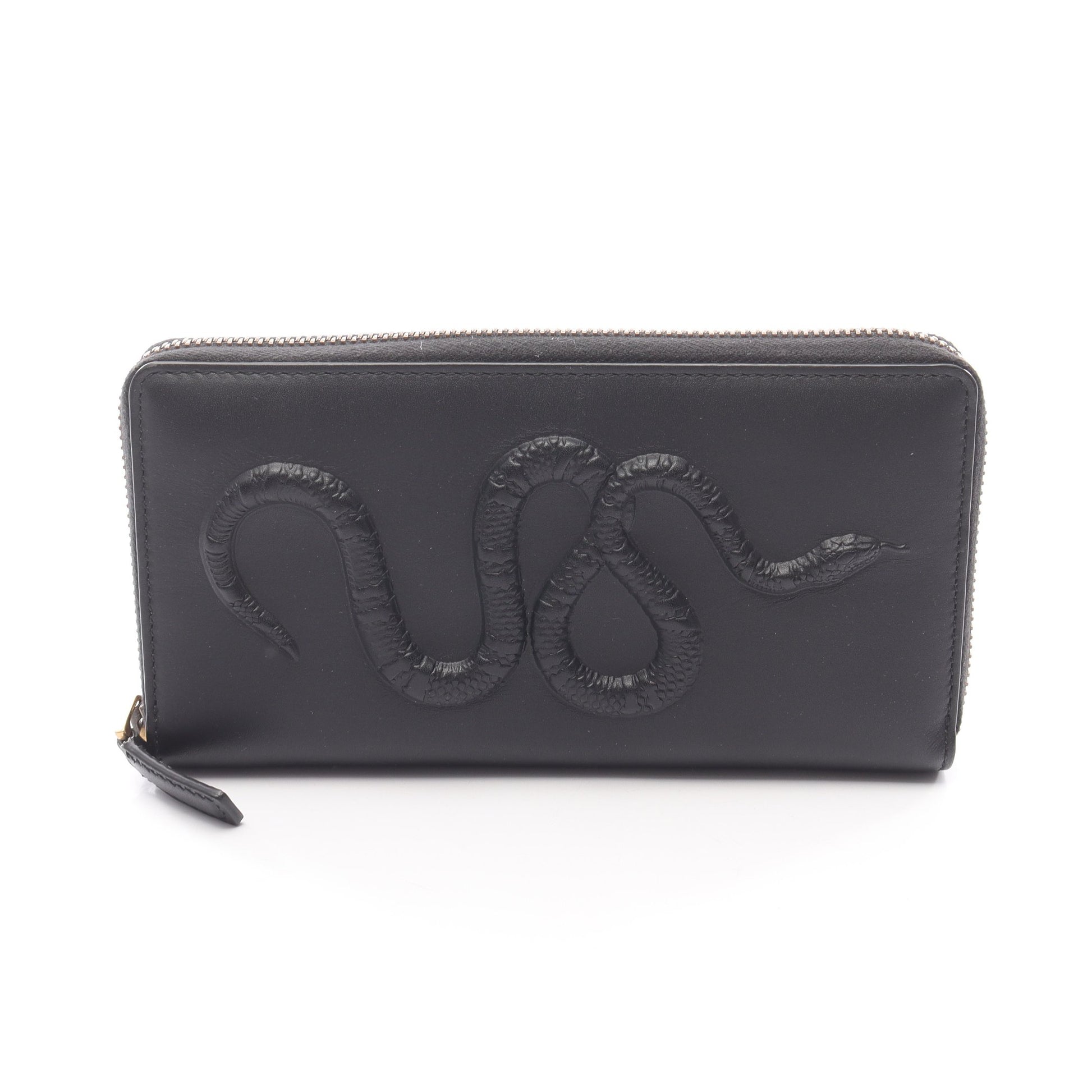 スネーク ラウンドファスナー長財布 レザー ブラック グッチ 財布・小物 GUCCI