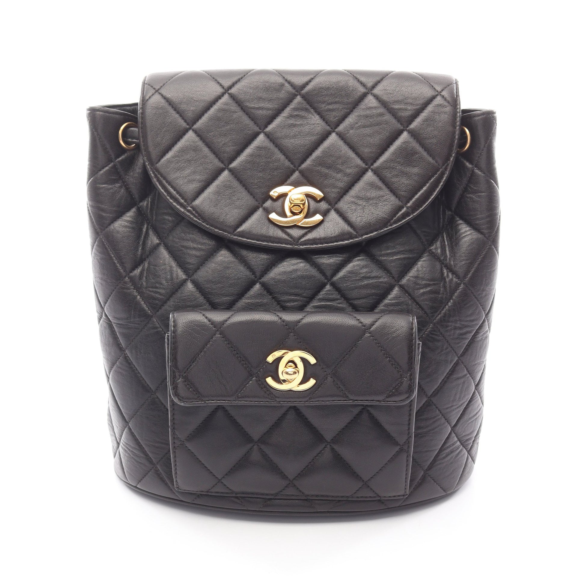 マトラッセ バックパック リュックサック ラムスキン ブラック ゴールド金具 シャネル バッグ CHANEL
