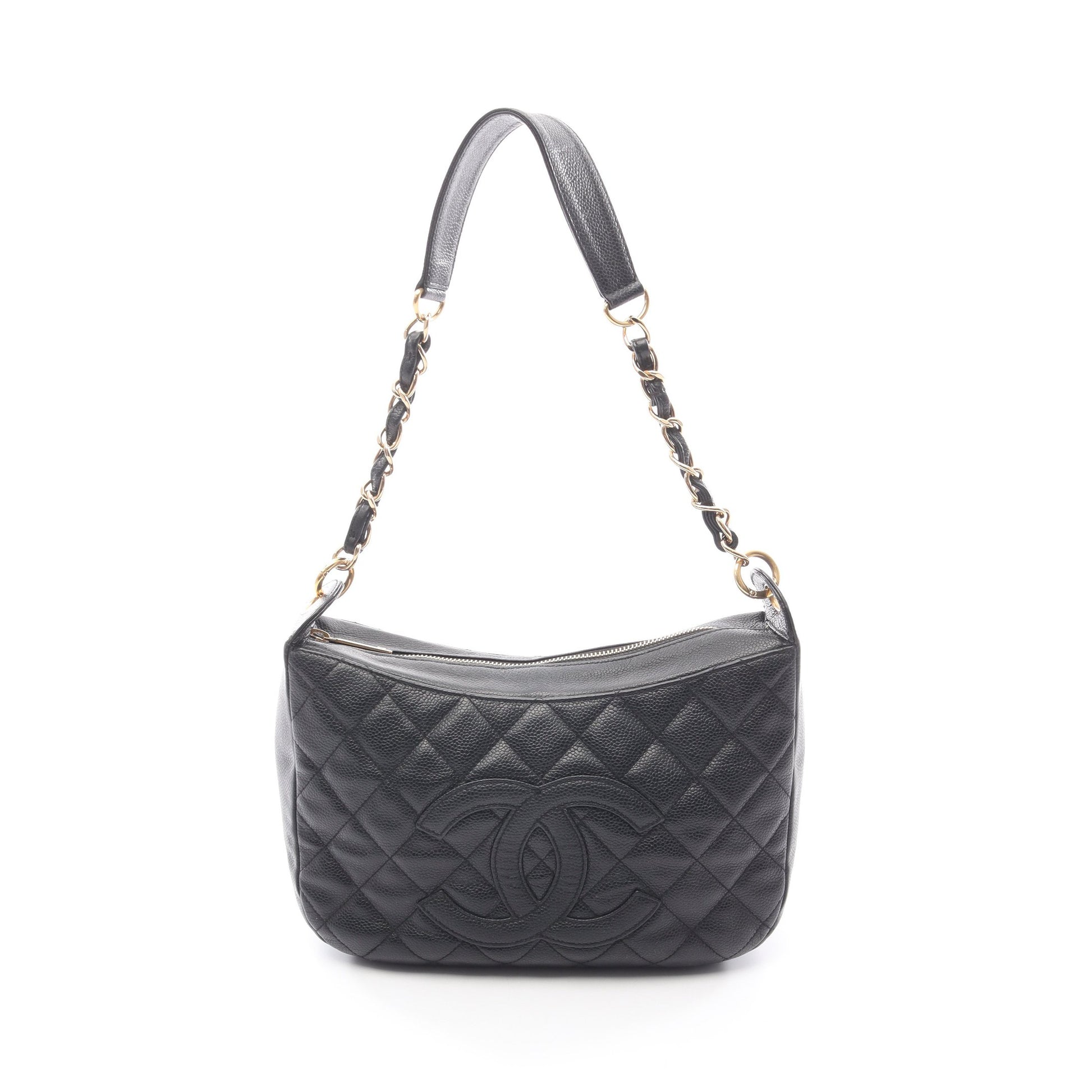 マトラッセ チェーンショルダーバッグ キャビアスキン ブラック ゴールド金具 シャネル バッグ CHANEL