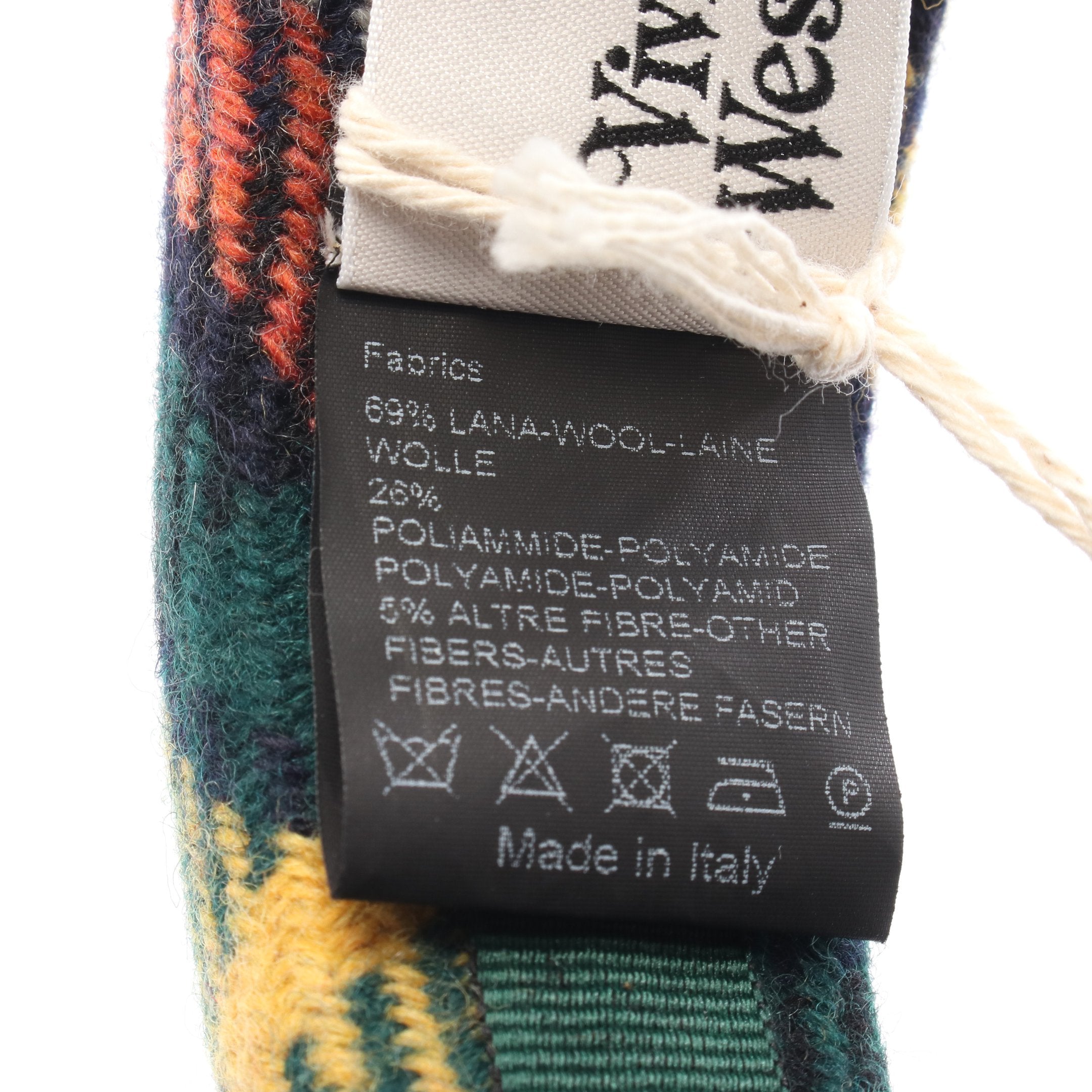 カチューシャ タータンチェック オーブ刺繍 ウール グリーン マルチ