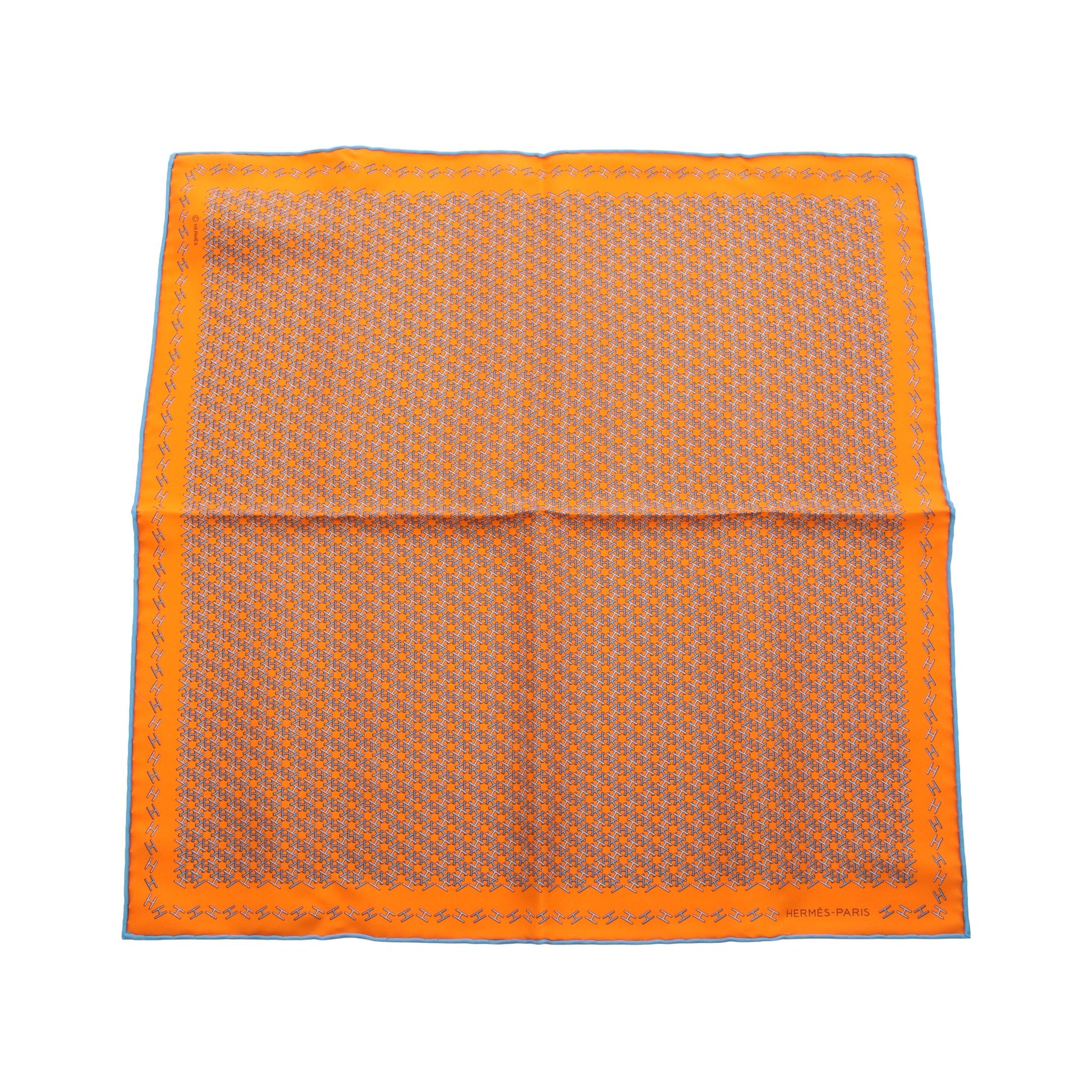 ポケットチーフ H MAGNETIQUE スカーフ シルク オレンジ ブルー マルチ  