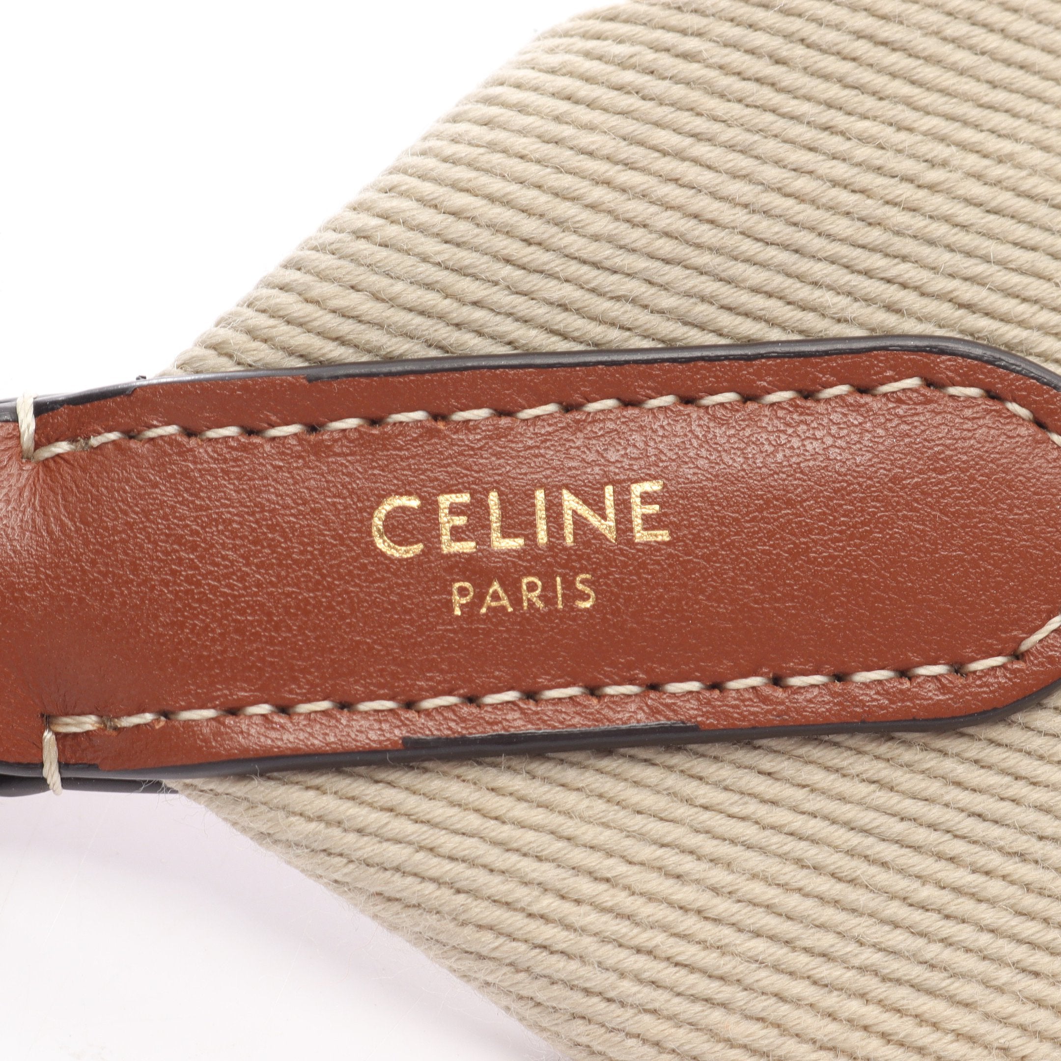 セリーヌ CELINE ジャガード ショート ショルダーストラップ アクセサリー キャンバス レザー レディース ベージュ系 / ホワイト系 / ブラウン系 49S022AEP､03BW 【中古】 ジャガード ショート ショルダーストラップ キャンバス レザー