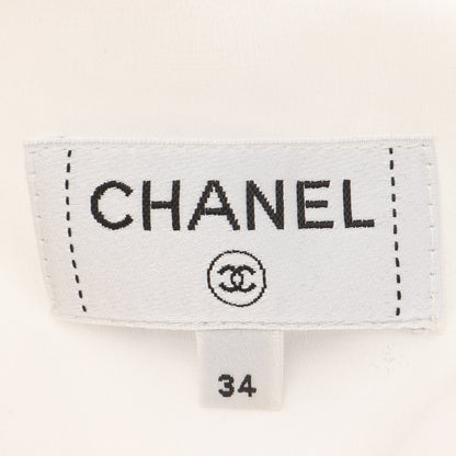 ココマークボタン ノーカラージャケット コットン シルク ホワイト シャネル アウター CHANEL