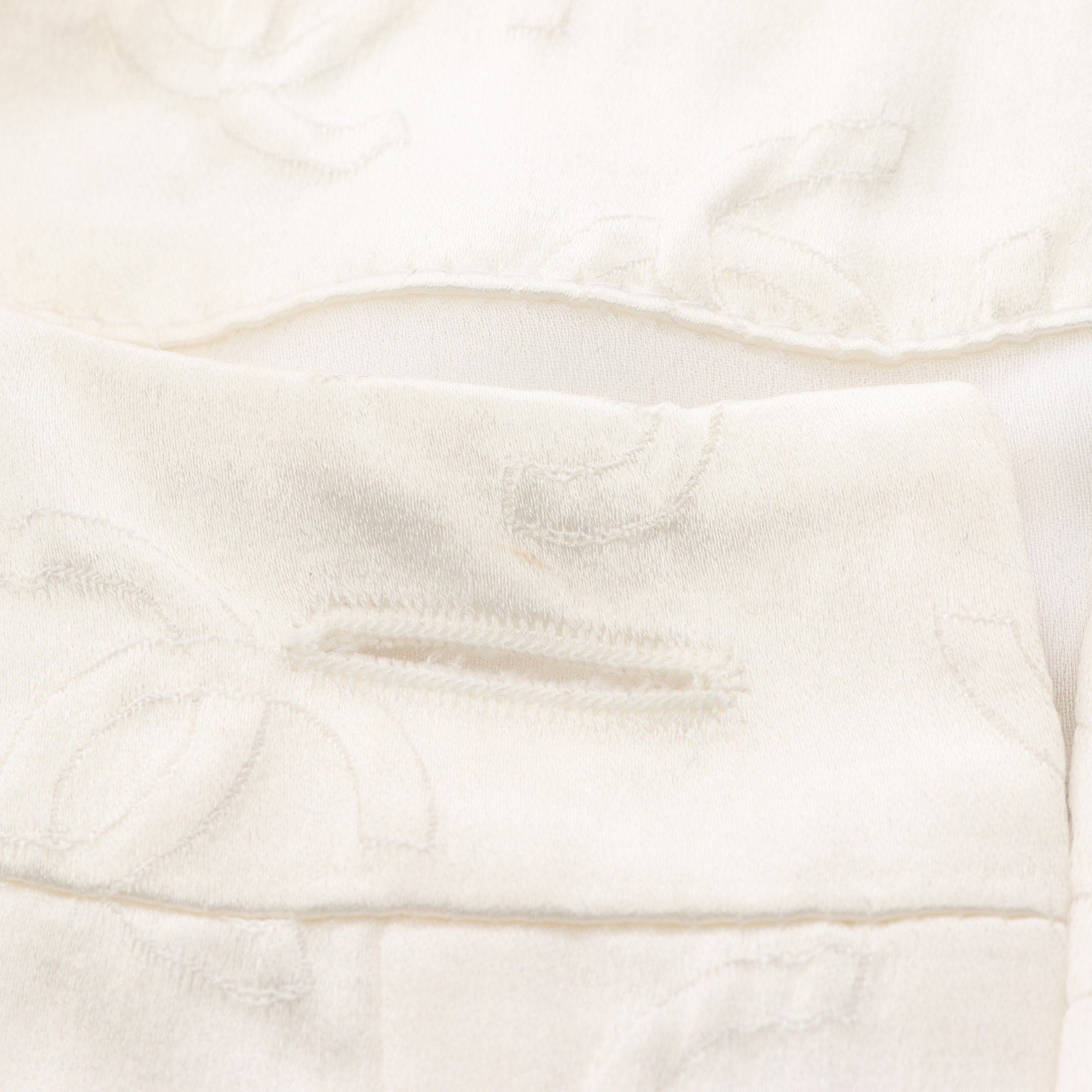 ココマークボタン ノーカラージャケット コットン シルク ホワイト