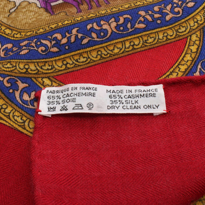 カレ90 QALAMDAN スカーフ カシミヤ シルク レッド マルチカラー エルメス 財布・小物 HERMES