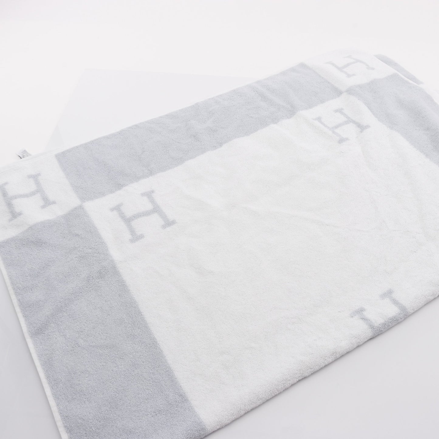 アヴァロン バス タオル コットン ブルーグレー ホワイト エルメス 財布・小物 HERMES