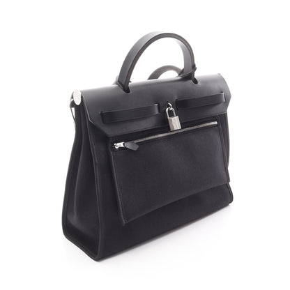 エールバッグジップPM ハンドバッグ トワルミリタリー ヴァッシュハンター ブラック シルバー金具 C刻印 エルメス バッグ HERMES