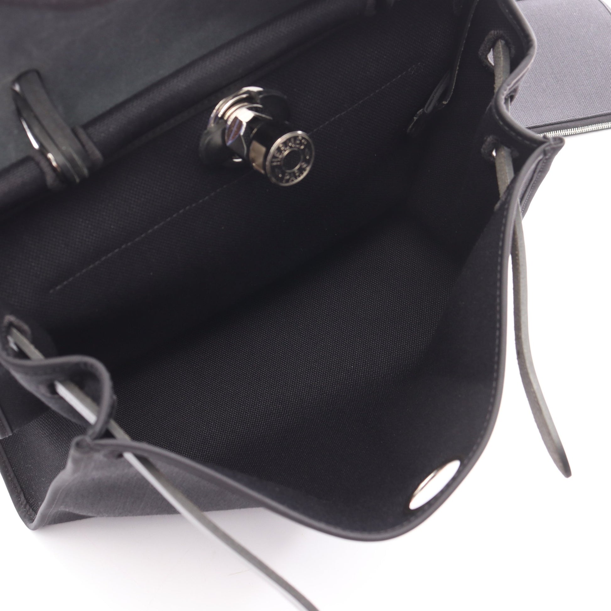 エールバッグジップPM ハンドバッグ トワルミリタリー ヴァッシュハンター ブラック シルバー金具 C刻印 エルメス バッグ HERMES