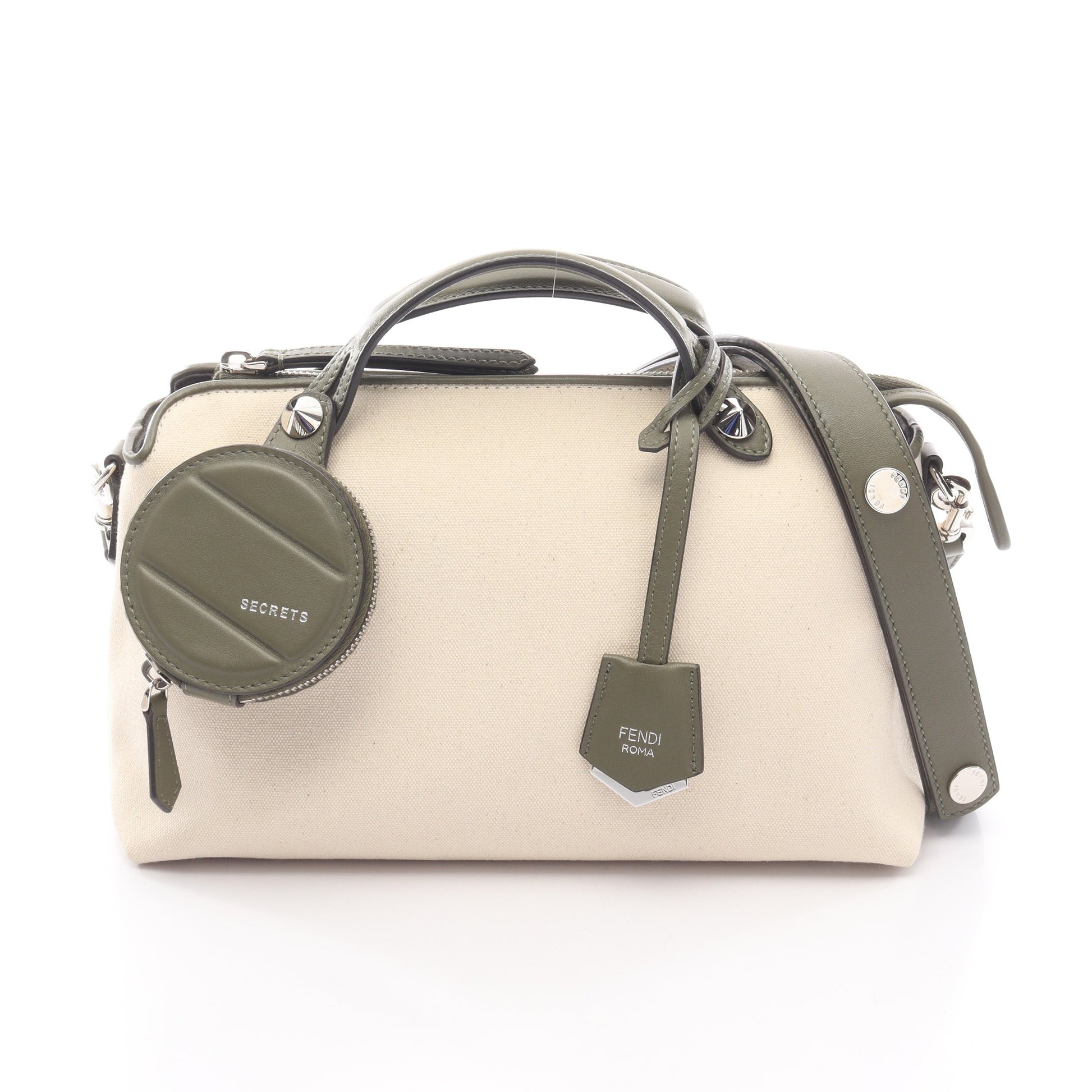 BY THE WAY MEDIUM バイザウェイ ミディアム ハンドバッグ キャンバス レザー アイボリー カーキグリーン 2WAY フェンディ バッグ FENDI