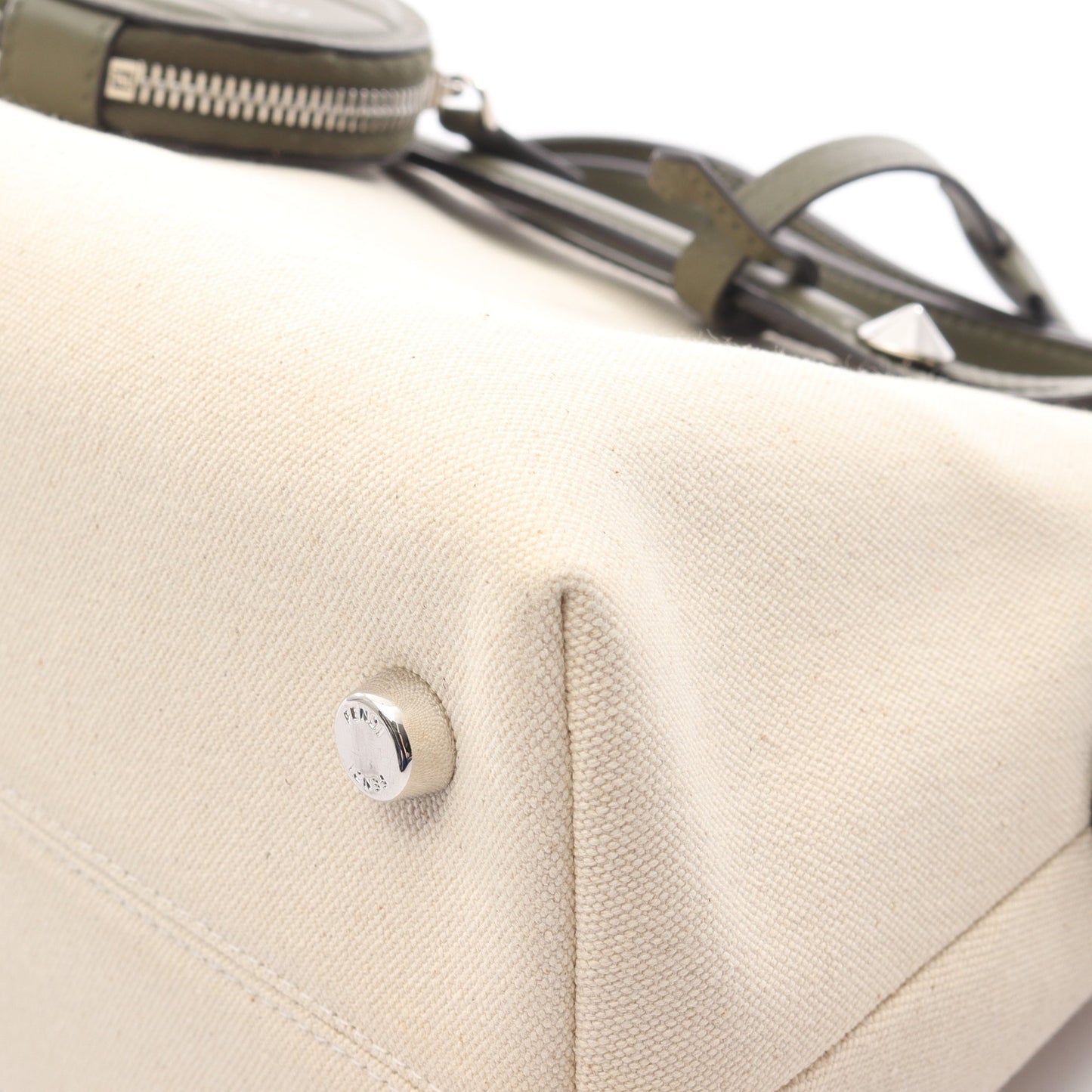 BY THE WAY MEDIUM バイザウェイ ミディアム ハンドバッグ キャンバス レザー アイボリー カーキグリーン 2WAY フェンディ バッグ FENDI