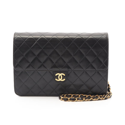 マトラッセ チェーンショルダーバッグ ラムスキン ブラック ゴールド金具 プッシュロック シャネル バッグ CHANEL