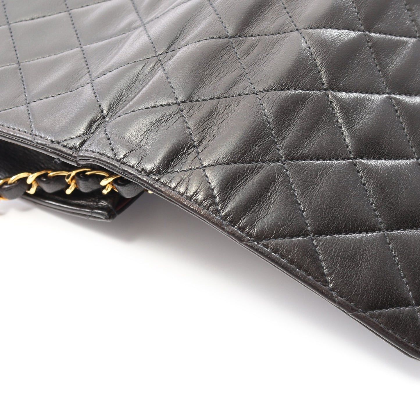 マトラッセ チェーンショルダーバッグ ラムスキン ブラック ゴールド金具 プッシュロック シャネル バッグ CHANEL