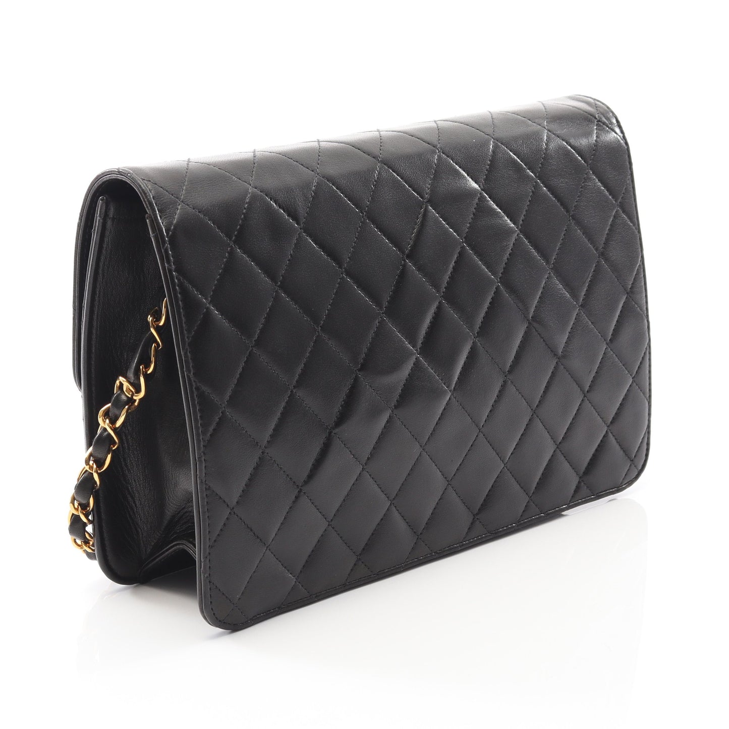 マトラッセ チェーンショルダーバッグ ラムスキン ブラック ゴールド金具 プッシュロック シャネル バッグ CHANEL