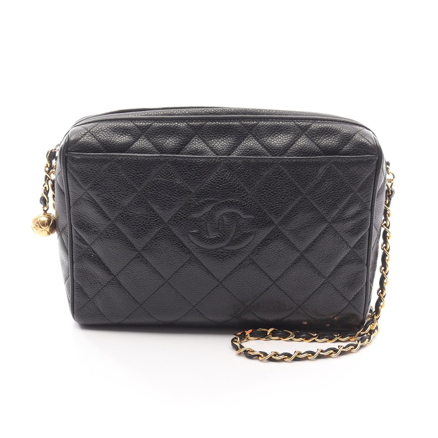マトラッセ チェーンショルダーバッグ キャビアスキン ブラック ゴールド金具 シャネル バッグ CHANEL