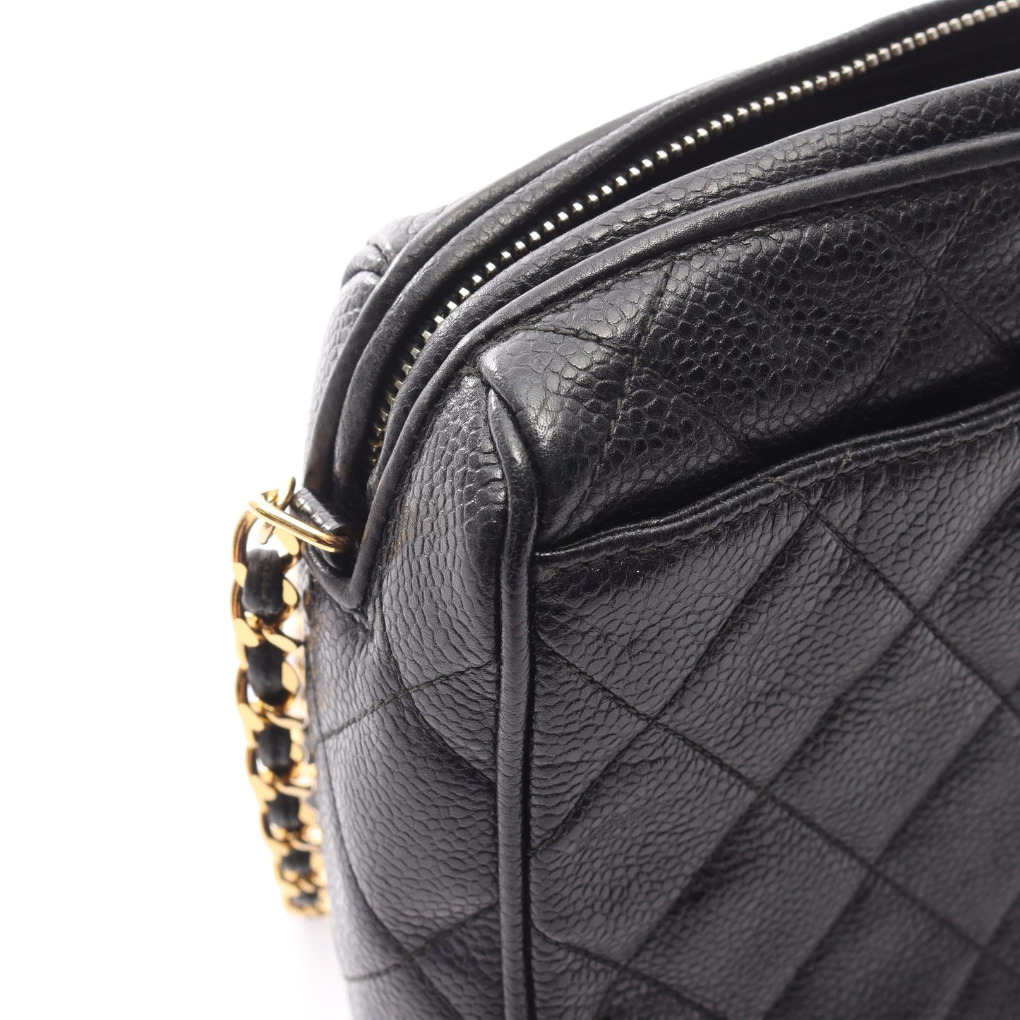 マトラッセ チェーンショルダーバッグ キャビアスキン ブラック ゴールド金具 シャネル バッグ CHANEL