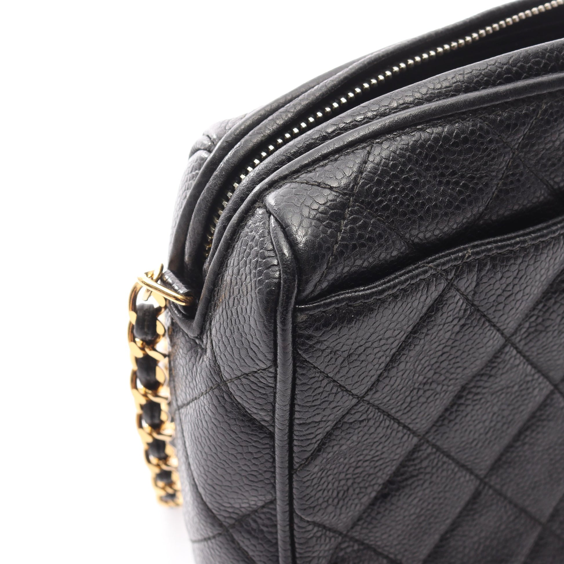マトラッセ チェーンショルダーバッグ キャビアスキン ブラック ゴールド金具 シャネル バッグ CHANEL