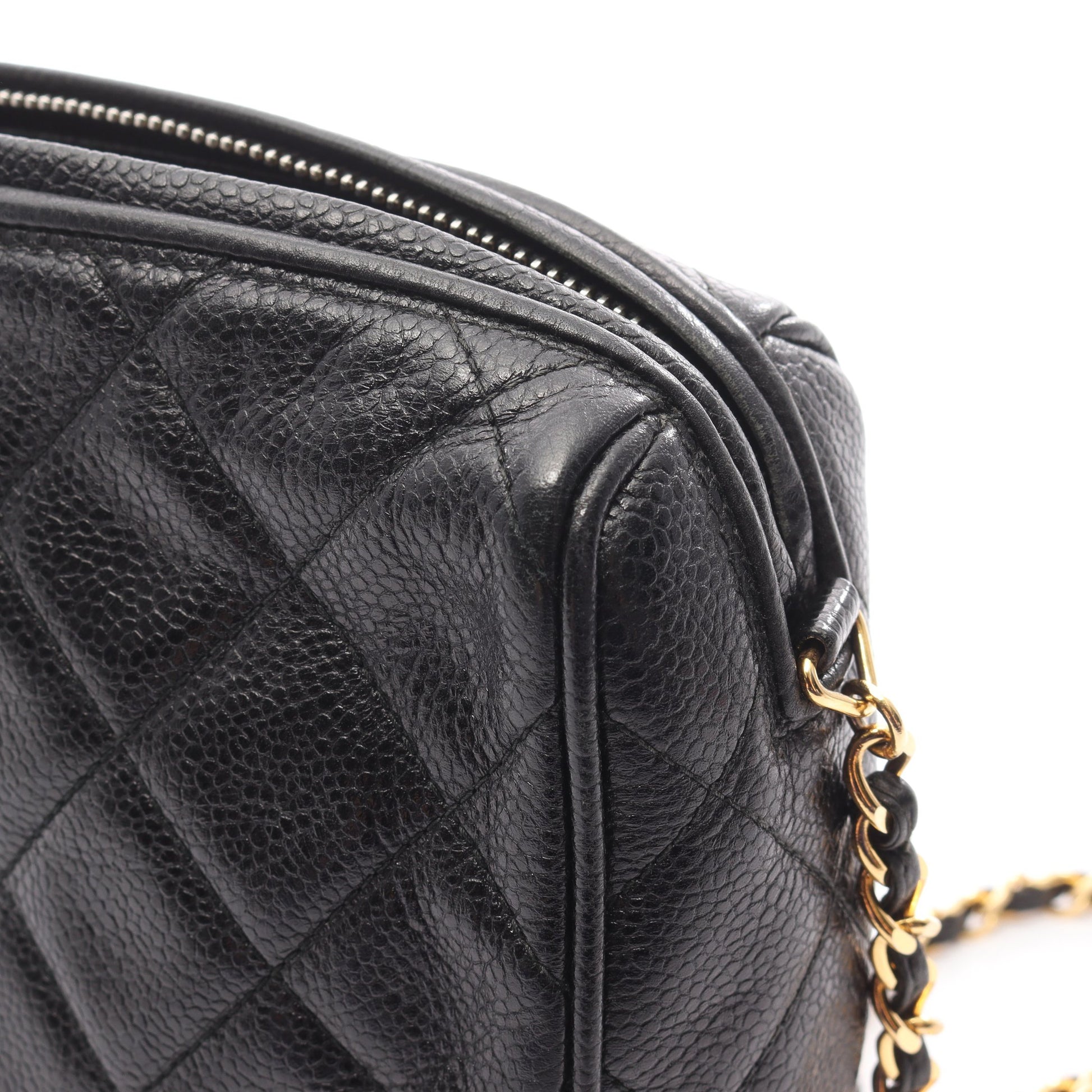 マトラッセ チェーンショルダーバッグ キャビアスキン ブラック ゴールド金具 シャネル バッグ CHANEL