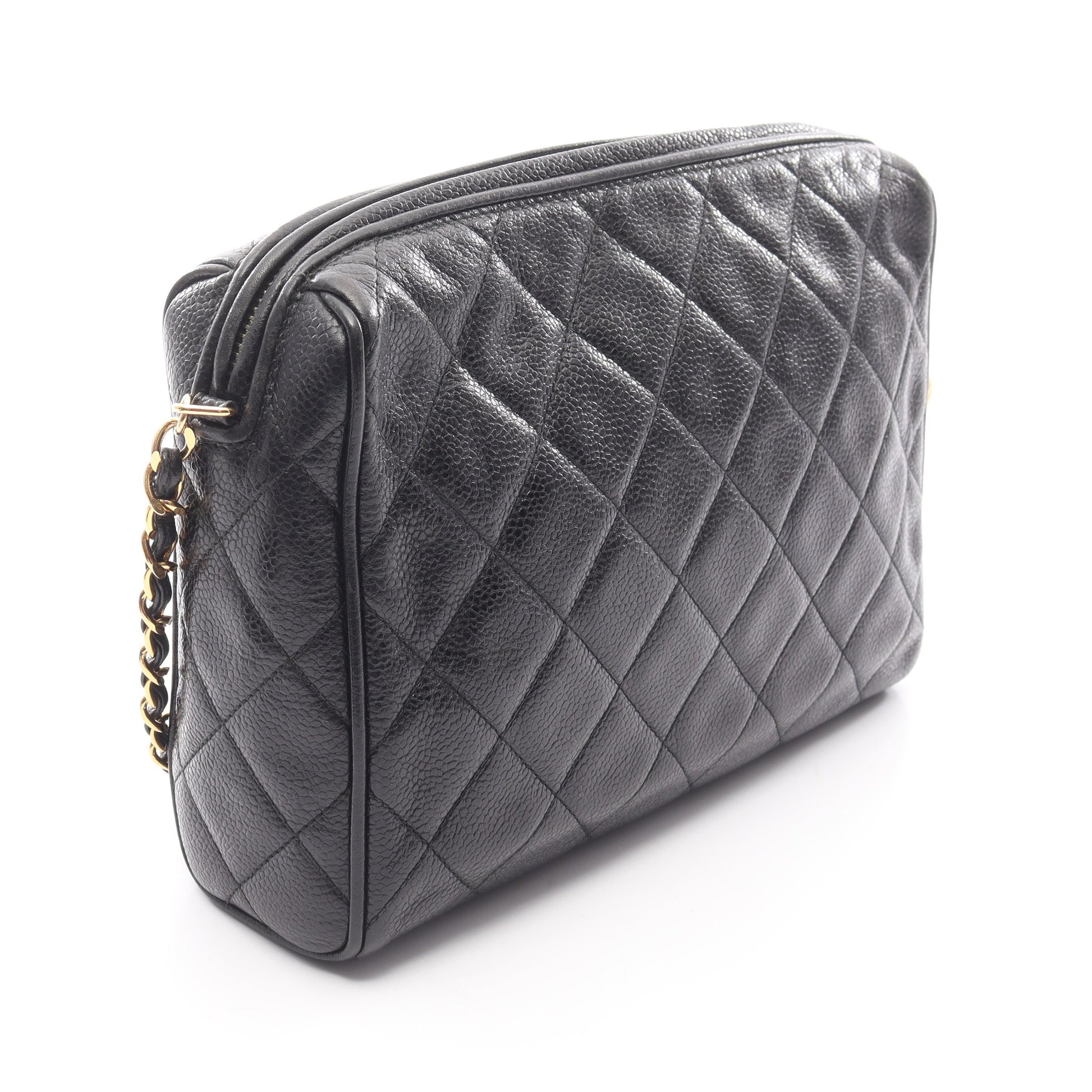 マトラッセ チェーンショルダーバッグ キャビアスキン ブラック ゴールド金具 シャネル バッグ CHANEL