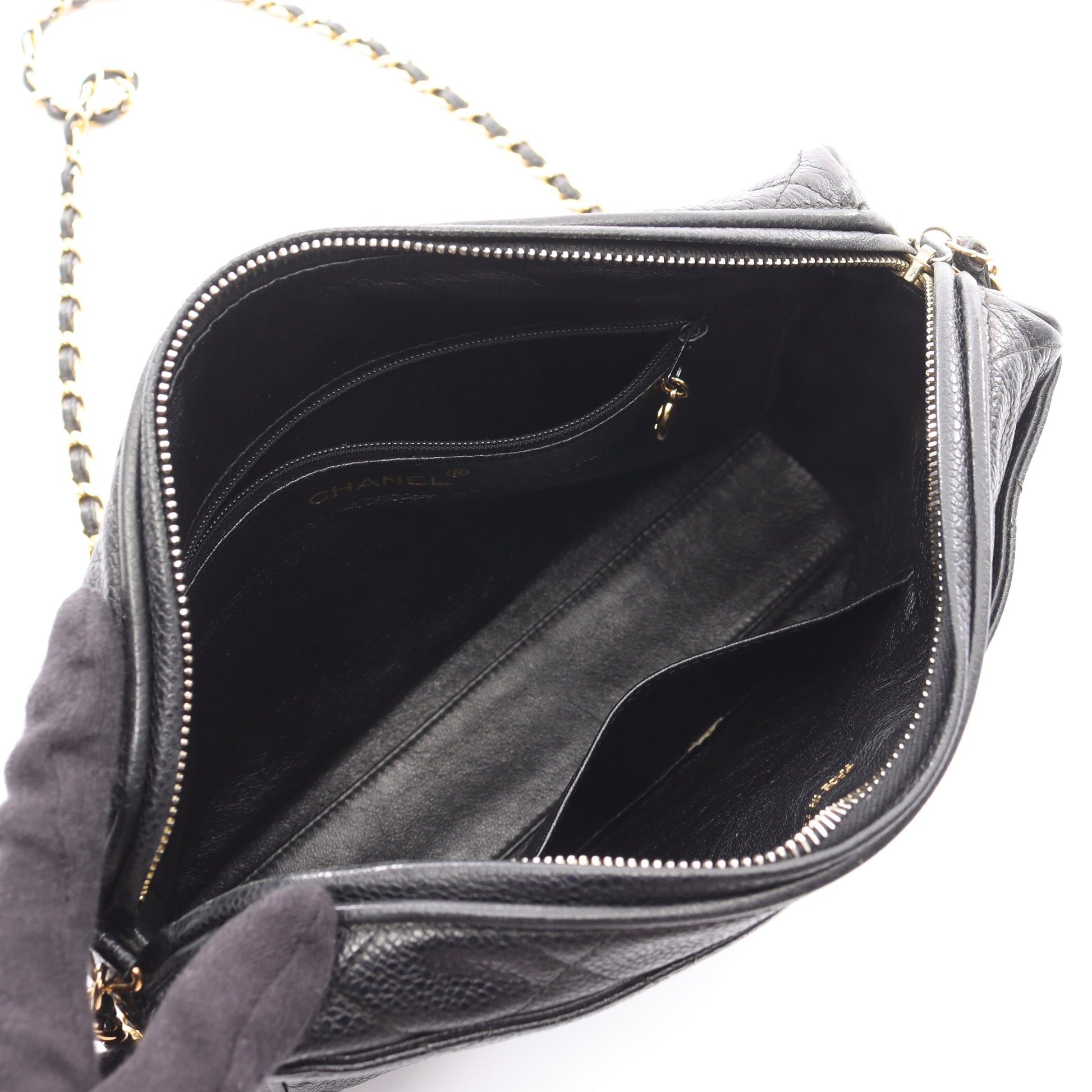 マトラッセ チェーンショルダーバッグ キャビアスキン ブラック ゴールド金具 シャネル バッグ CHANEL