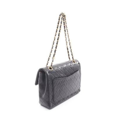 マトラッセ ダブルフラップ Wチェーンショルダーバッグ ラムスキン ブラック ゴールド金具 シャネル バッグ CHANEL