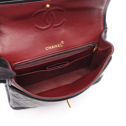 マトラッセ ダブルフラップ Wチェーンショルダーバッグ ラムスキン ブラック ゴールド金具 シャネル バッグ CHANEL